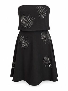 Halston Heritage Strapless Rhinestud Embellished Dress Black Size 6